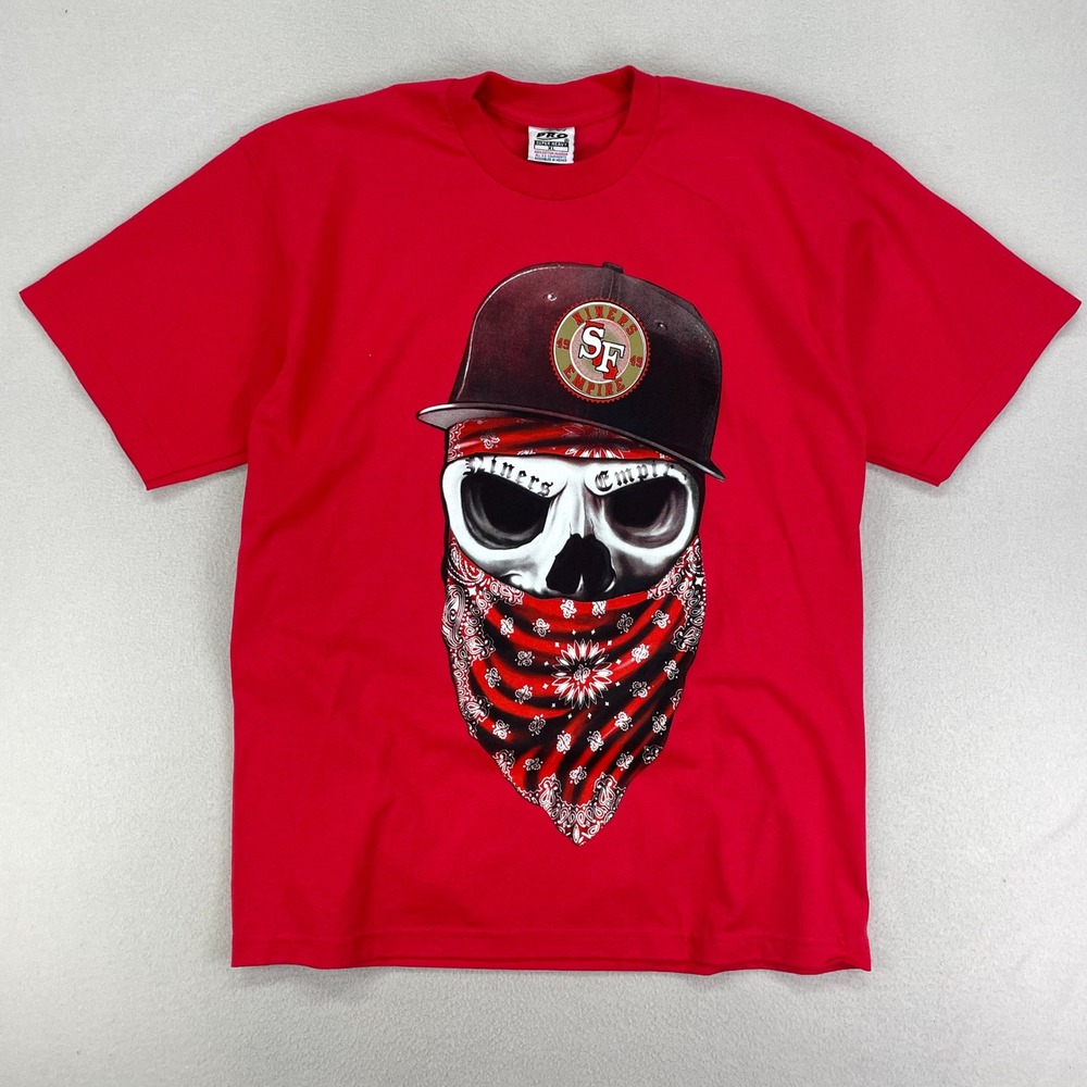 San Francisco 49ers PRO‎ 5 T-Shirt Mens XL NINERS GANG Skull Graphic Tee Thick